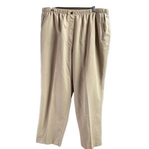 Alia Petites Ladies Khaki Elastic Waist Pants, Size 16P, Khaki Tan